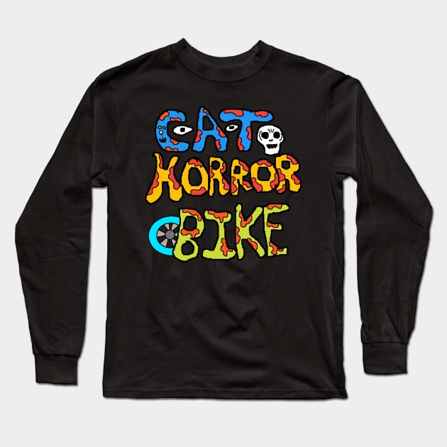 cat horror bike Long Sleeve T-Shirt by Catbrat